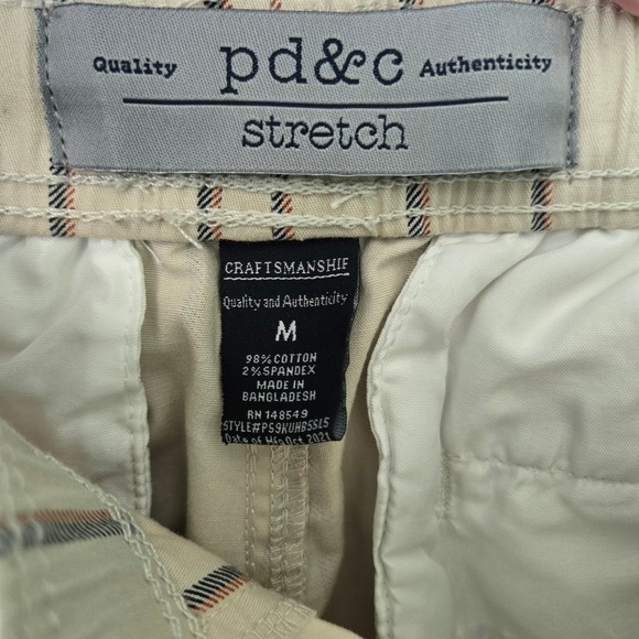 PD&C Stretch Striped Casual Shorts Mens Size M Elastic Waist Drawstring - Picture 2 of 8